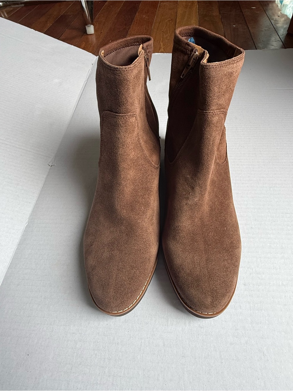 Vionic Ariana Brown Suede Wedge Ankle Boots Women’s 11 EU 42 Zip Comfort